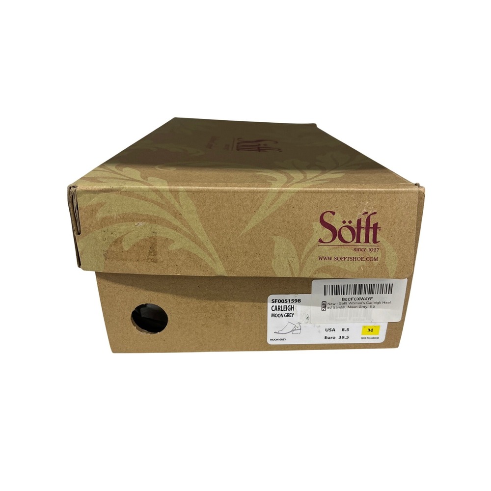 Sofft Carleigh Moon Grey Leather Perforated Peep Toe Block Heel Sandals Size 8.5 - Picture 7 of 7